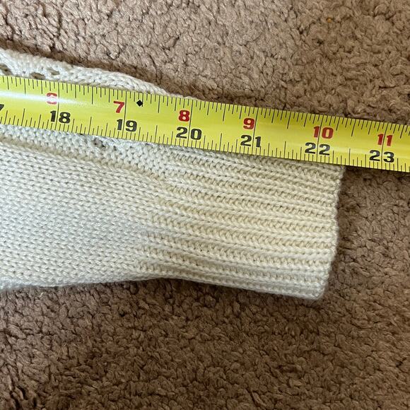 Vtg 90s Arielle Open Knit Sweater Cream Cottagecore Coquette Soft Girl Holiday - Picture 9 of 9